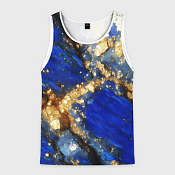 Майка-безрукавка мужская Золотой минерал в синем камне, цвет: 3D-белый