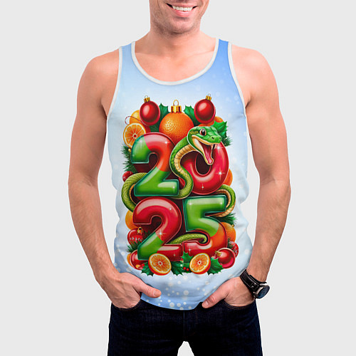 Мужская майка без рукавов Змеи к нам приходят 2025 / 3D-Белый – фото 3