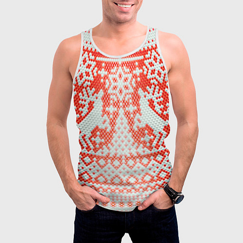 Мужская майка без рукавов Новогодняя шкура змеи / 3D-Белый – фото 3