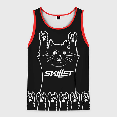 Мужская майка без рукавов Skillet: cat rock / 3D-Красный – фото 1