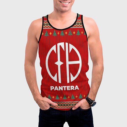 Мужская майка без рукавов Pantera new year / 3D-Черный – фото 3