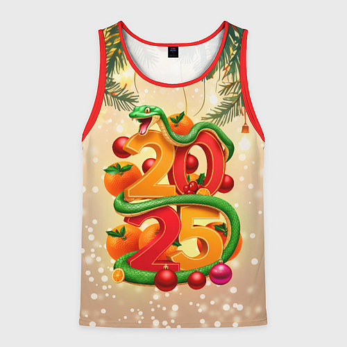 Мужская майка без рукавов Веселая змея 2025 / 3D-Красный – фото 1