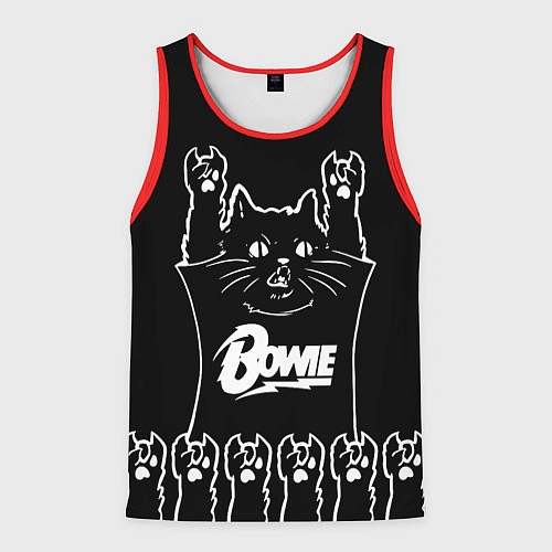 Мужская майка без рукавов David Bowie: cat rock / 3D-Красный – фото 1