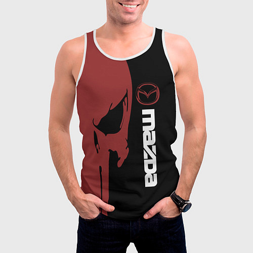 Мужская майка без рукавов Mazda и череп / 3D-Белый – фото 3