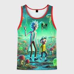 Майка-безрукавка мужская Рик и Морти изучают планету мухоморов - нейроарт ф, цвет: 3D-красный