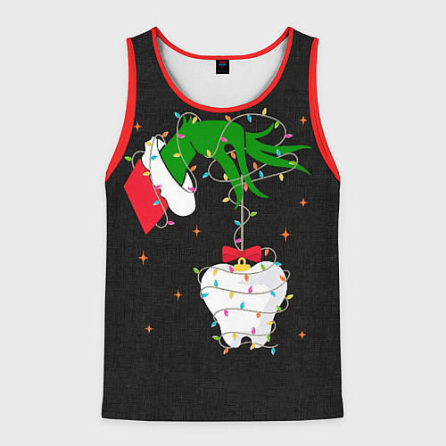 Мужская майка без рукавов Гринч похищает у зубной феи / 3D-Красный – фото 1