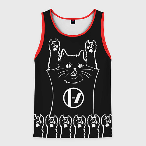 Мужская майка без рукавов Twenty one pilots: cat rock / 3D-Красный – фото 1
