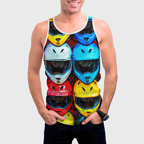 Мужская майка без рукавов Шлемы BMX / 3D-Белый – фото 3