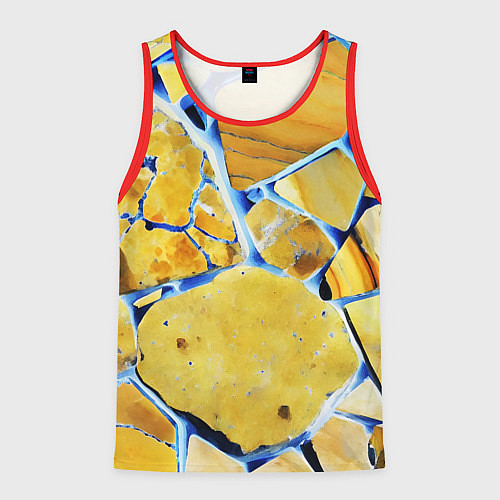 Мужская майка без рукавов Жёлто-синяя абстракция / 3D-Красный – фото 1