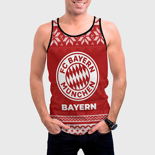 Мужская майка без рукавов Новогодний Bayern / 3D-Черный – фото 3