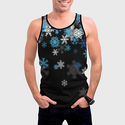 Майка-безрукавка мужская Снежинки объемные, цвет: 3D-черный — фото 2