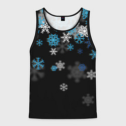 Майка-безрукавка мужская Снежинки объемные, цвет: 3D-черный