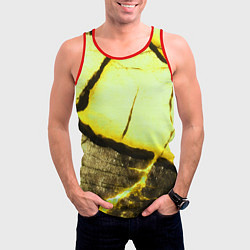 Майка-безрукавка мужская Трещины на абстрактном жёлтом фоне, цвет: 3D-красный — фото 2