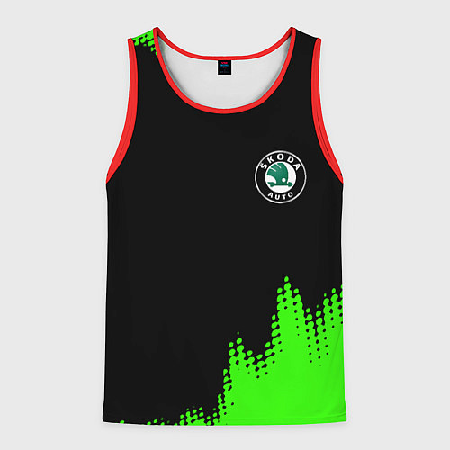 Мужская майка без рукавов Skoda краски зеленые / 3D-Красный – фото 1