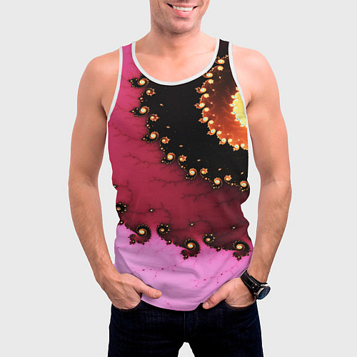 Мужская майка без рукавов Фрактал узор розовый / 3D-Белый – фото 3