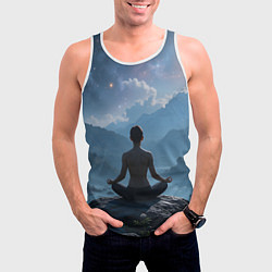 Майка-безрукавка мужская Ночная медитация, цвет: 3D-белый — фото 2