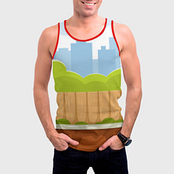 Майка-безрукавка мужская Летний город, цвет: 3D-красный — фото 2