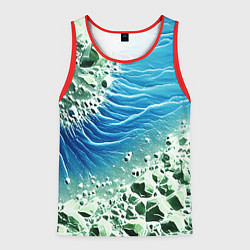 Майка-безрукавка мужская Берег и синие волны, цвет: 3D-красный