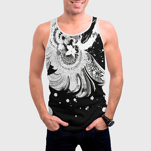 Мужская майка без рукавов Абстрактная экспрессивная композиция / 3D-Белый – фото 3