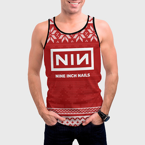 Мужская майка без рукавов Новогодний Nine Inch Nails / 3D-Черный – фото 3