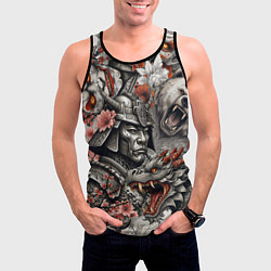 Майка-безрукавка мужская Самурай дракон и японские мифические существа, цвет: 3D-черный — фото 2