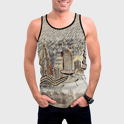 Мужская майка без рукавов Город 2100 / 3D-Черный – фото 3