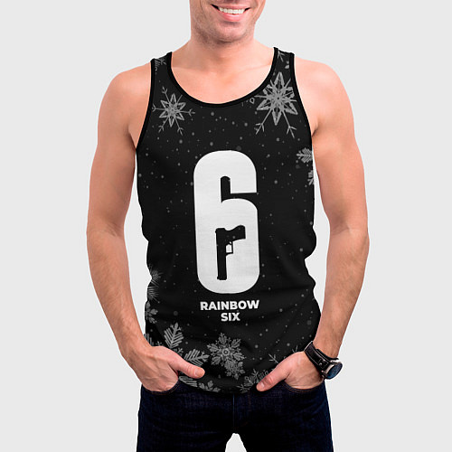 Мужская майка без рукавов Снежный Rainbow Six / 3D-Черный – фото 3