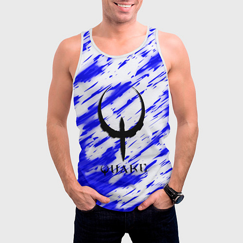 Мужская майка без рукавов Quake огненные краски / 3D-Белый – фото 3