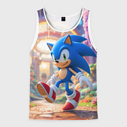 Майка-безрукавка мужская Sonic фантастический мир, цвет: 3D-белый