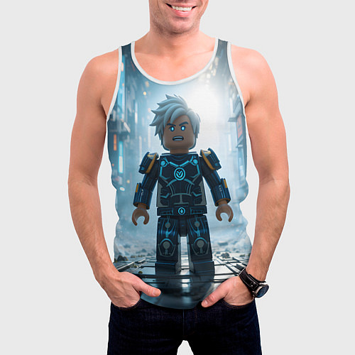 Мужская майка без рукавов Роблокс электрический / 3D-Белый – фото 3