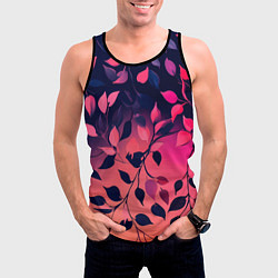 Майка-безрукавка мужская Листья на градиентном фоне -нейросеть, цвет: 3D-черный — фото 2