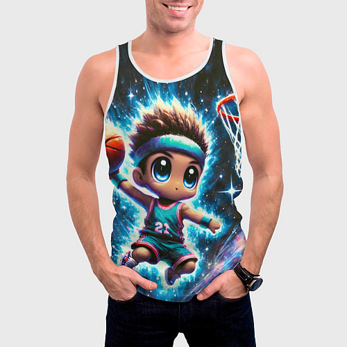 Мужская майка без рукавов Бейсболист с мячом / 3D-Белый – фото 3