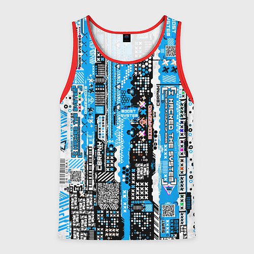 Мужская майка без рукавов Киберпанк паттерн синий / 3D-Красный – фото 1