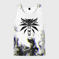 Майка-безрукавка мужская Ведьмак глитч огонь, цвет: 3D-белый