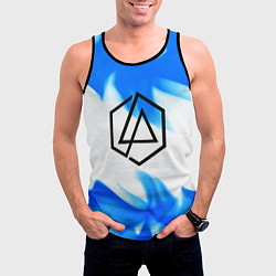 Майка-безрукавка мужская Linkin park blue flame, цвет: 3D-черный — фото 2