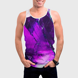 Майка-безрукавка мужская Фиолетовое треснувшее стекло, цвет: 3D-белый — фото 2
