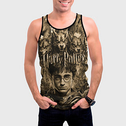 Майка-безрукавка мужская Гарри Поттер и волшебные существа в стиле тату, цвет: 3D-черный — фото 2