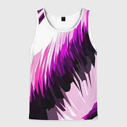 Майка-безрукавка мужская Чёрно-розовые острые полосы на белом фоне, цвет: 3D-белый