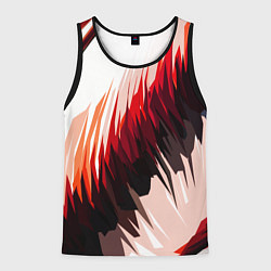 Майка-безрукавка мужская Чёрно-красные острые полосы на белом фоне, цвет: 3D-черный