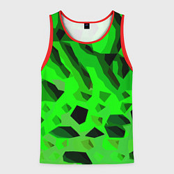 Майка-безрукавка мужская Чёрно-зелёная пористая абстракция, цвет: 3D-красный