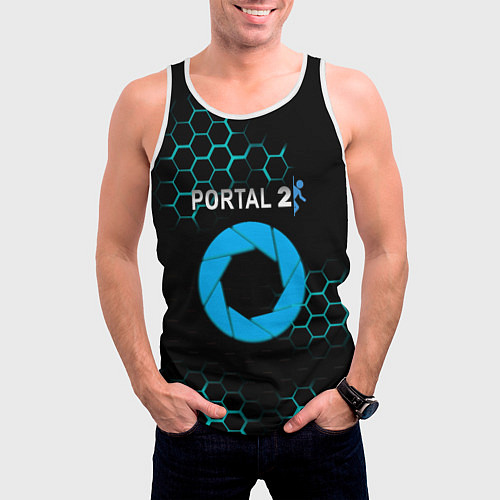 Мужская майка без рукавов Portal соты броня / 3D-Белый – фото 3