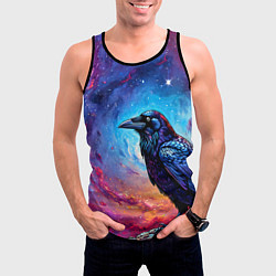 Майка-безрукавка мужская Черный ворон на фоне космоса, цвет: 3D-черный — фото 2