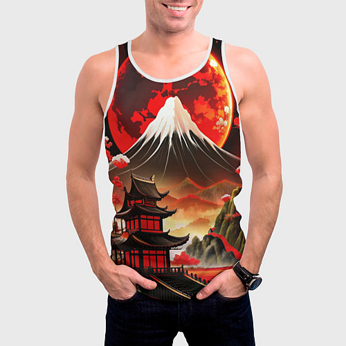 Мужская майка без рукавов Коллаж Японской природы / 3D-Белый – фото 3