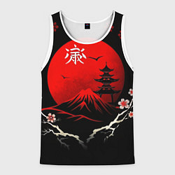 Майка-безрукавка мужская Japan red black nature, цвет: 3D-белый