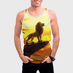 Майка-безрукавка мужская Лев на закате на горе, цвет: 3D-белый — фото 2