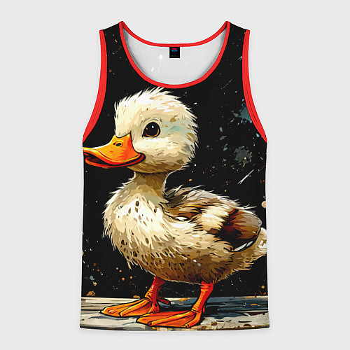 Мужская майка без рукавов Милая уточка / 3D-Красный – фото 1