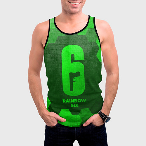 Мужская майка без рукавов Rainbow Six - green gradient / 3D-Черный – фото 3