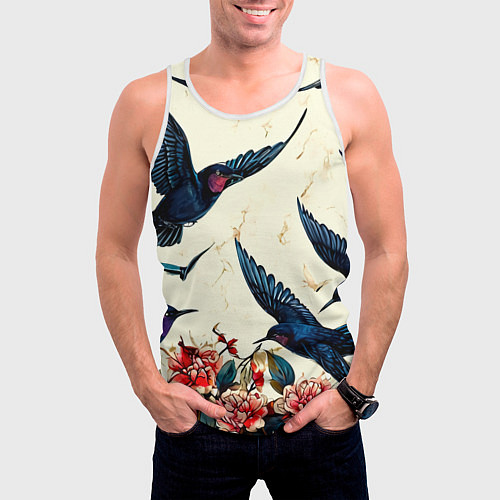 Мужская майка без рукавов Стая ласточек / 3D-Белый – фото 3