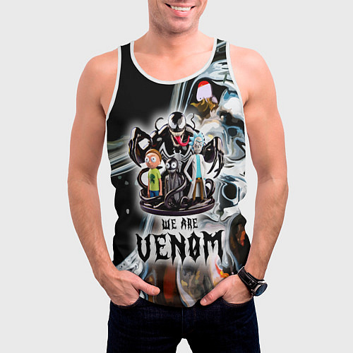 Мужская майка без рукавов Морти и Рик под властью ядовитой слизи - коллаба / 3D-Белый – фото 3
