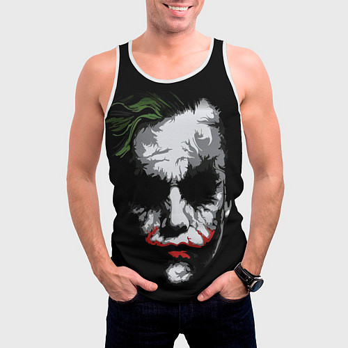 Мужская майка без рукавов Joker - хит леджер / 3D-Белый – фото 3